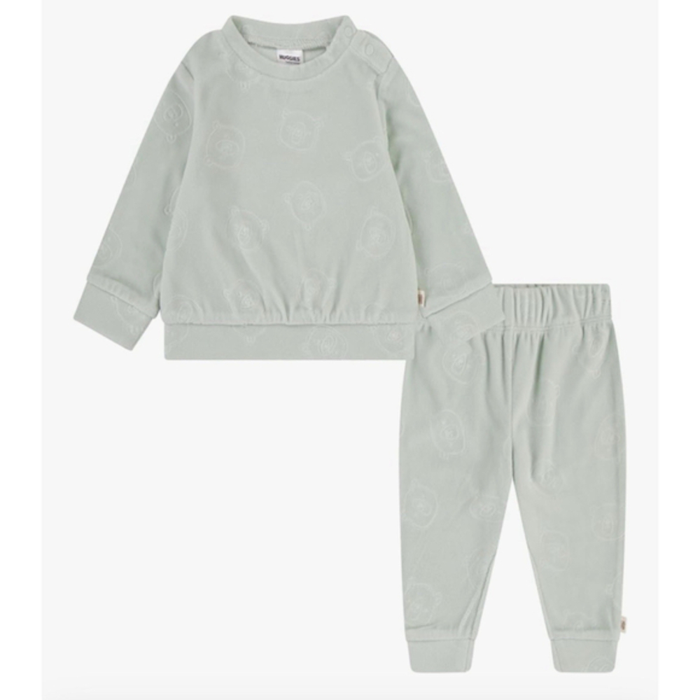 HUGGIES unisex-baby Velour Crewneck Sweatshirt and Jogger Pants 2-piece 3M
